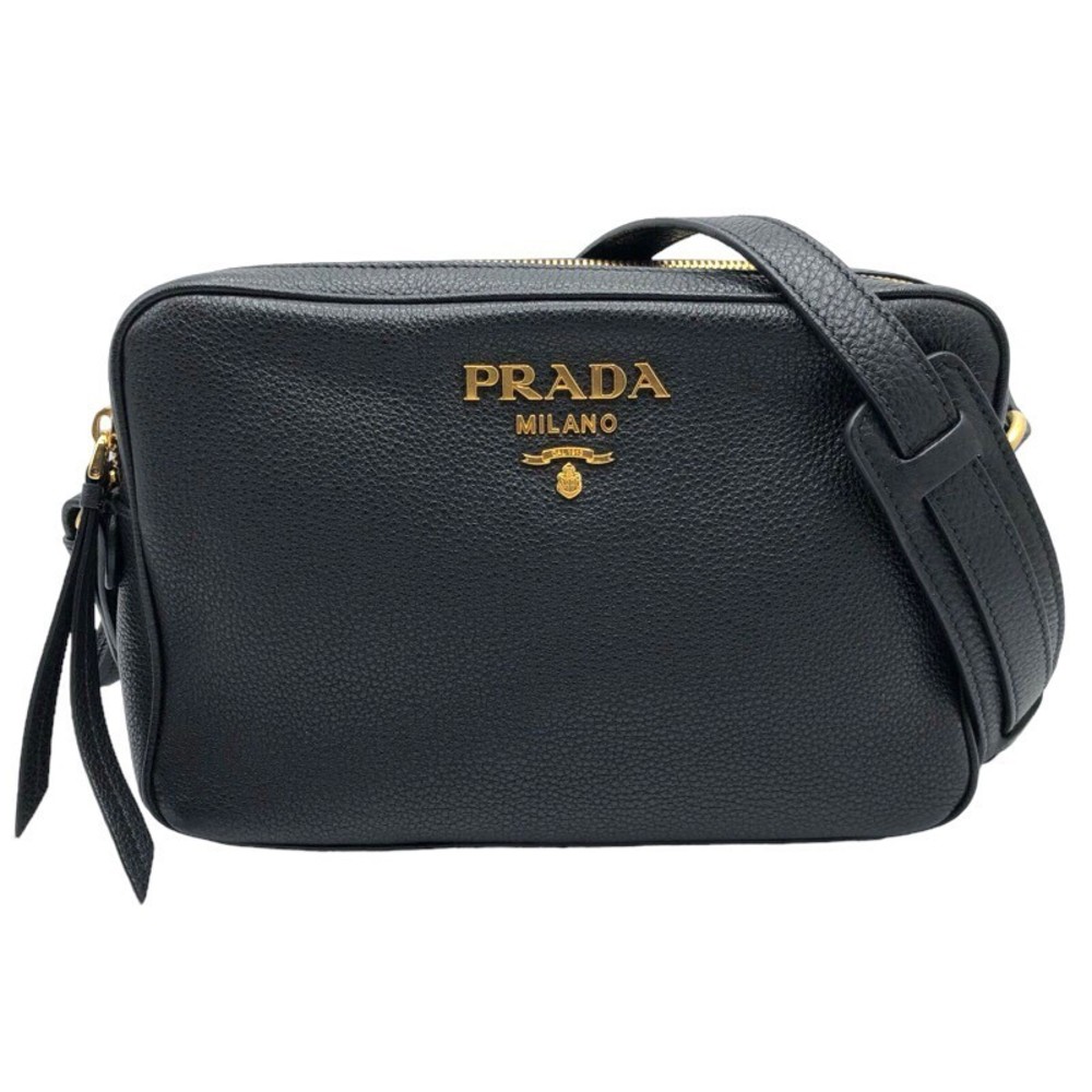 Prada Vitello Dino Shoulder Bag Black